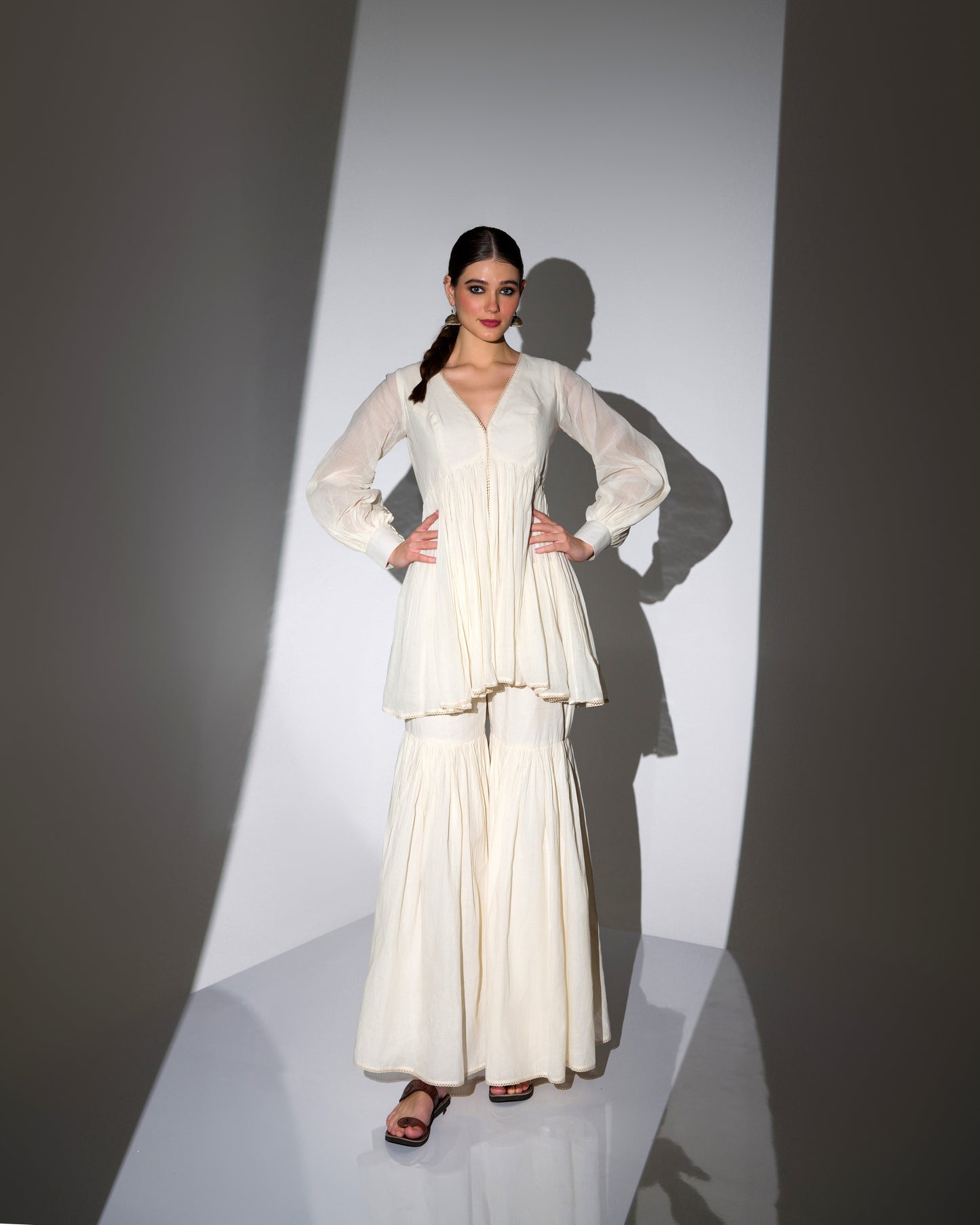 PLAYFUL ORGANIC COTTON FLARED KURTA SHARARA SET