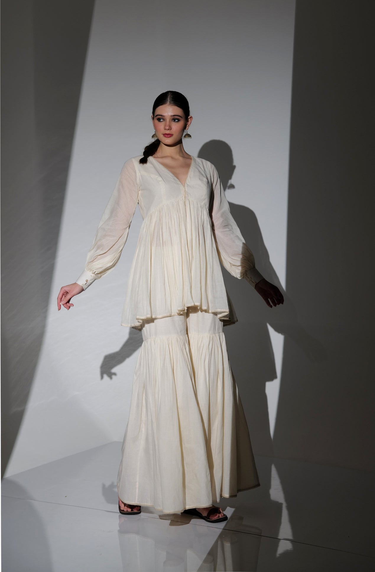 PLAYFUL ORGANIC COTTON FLARED KURTA SHARARA SET