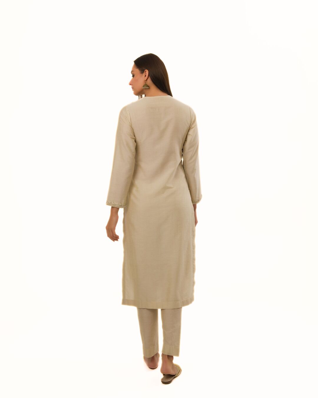 ECRU INTRICATE HAND EMBROIDERED KURTA SET