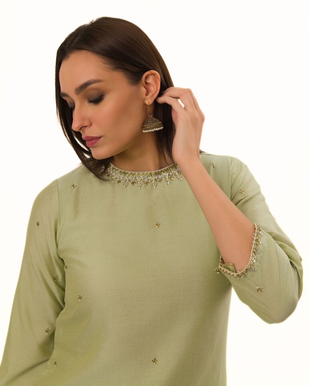 JADEITE HAND EMBELLISHED KURTA SET