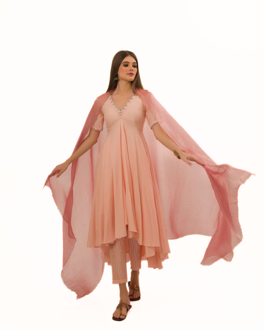 BLOOMING PEARL AND THREAD EMBELLISHED JOYFUL KURTA SET