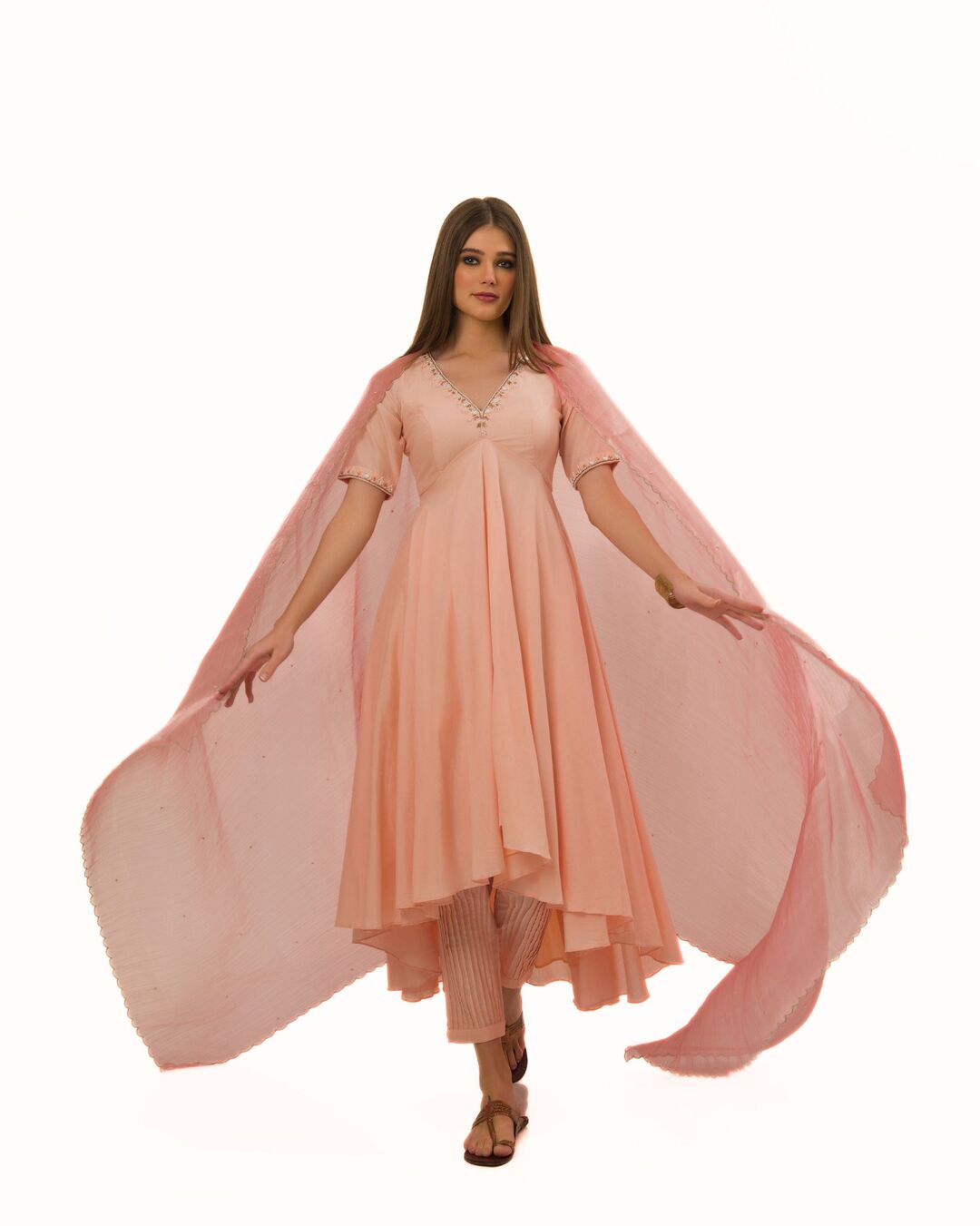 BLOOMING PEARL AND THREAD EMBELLISHED JOYFUL KURTA SET