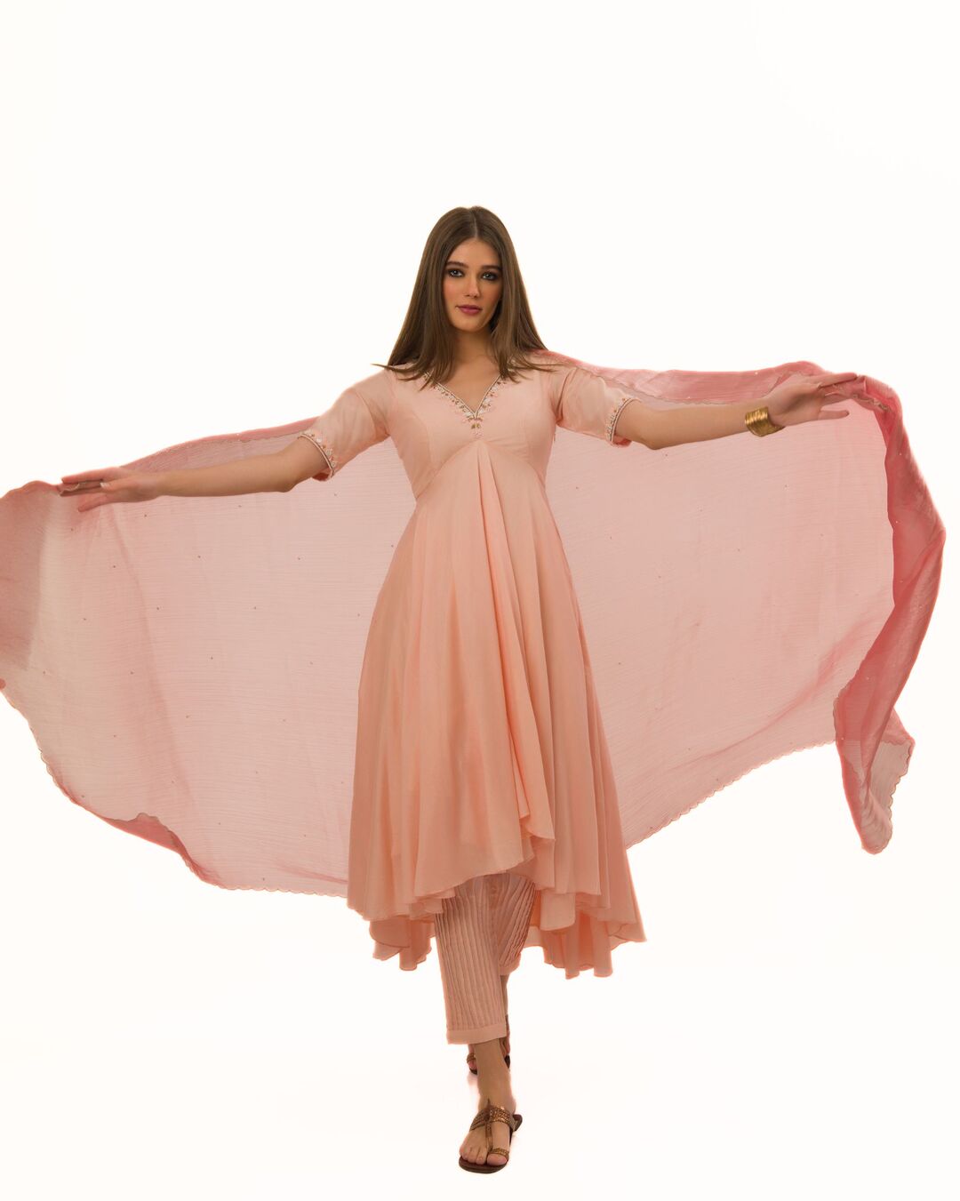 BLOOMING PEARL AND THREAD EMBELLISHED JOYFUL KURTA SET