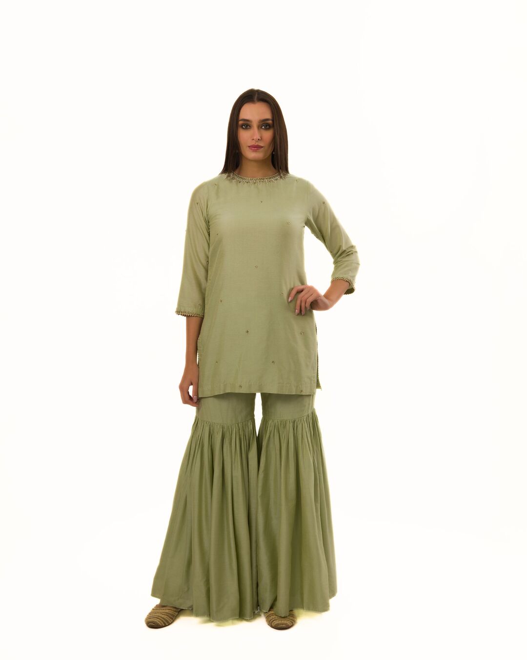 JADEITE HAND EMBELLISHED KURTA SET