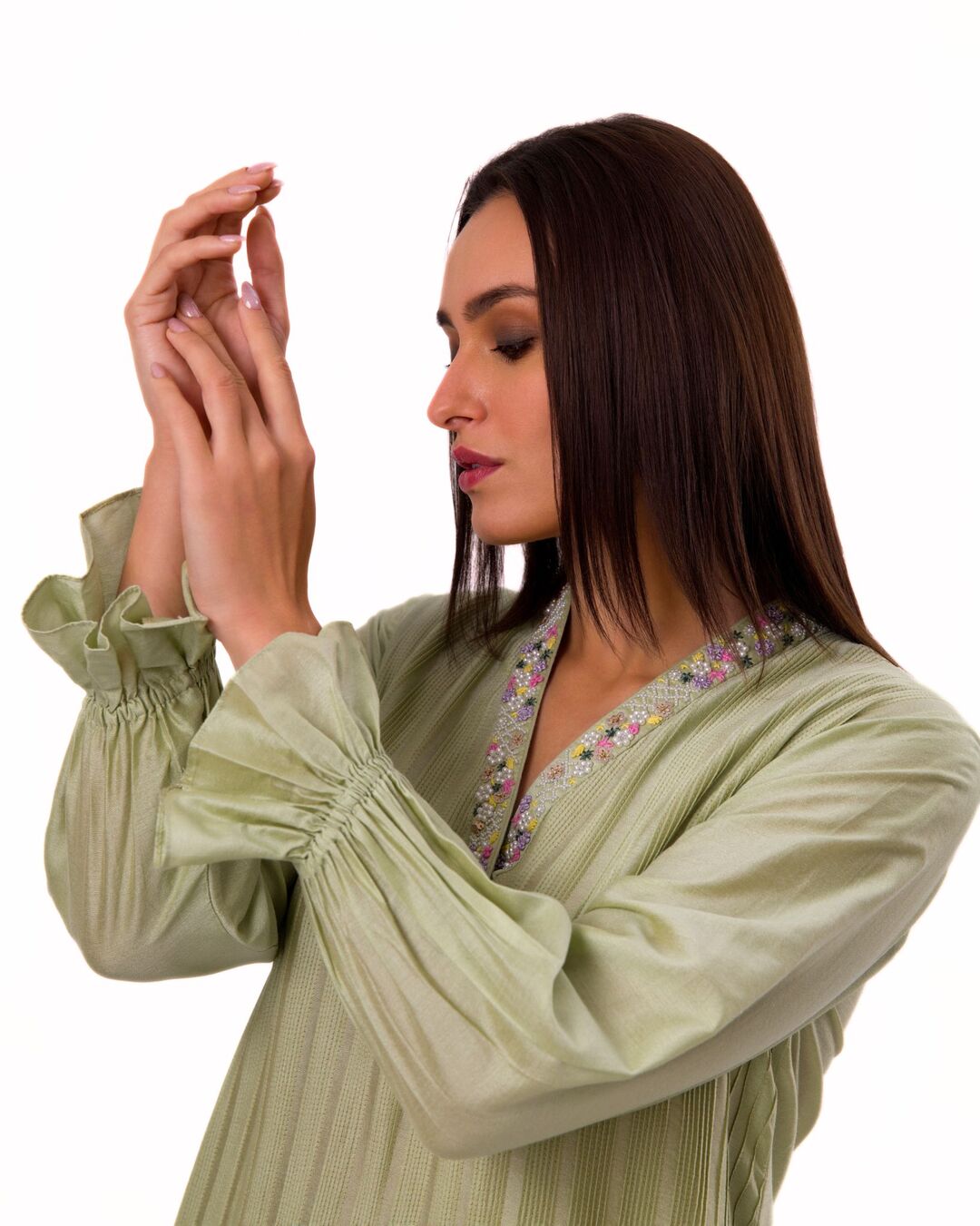 JADE HANDCRAFTED PINTUCKED AND INTRICATE EMBROIDERY KURTA SET