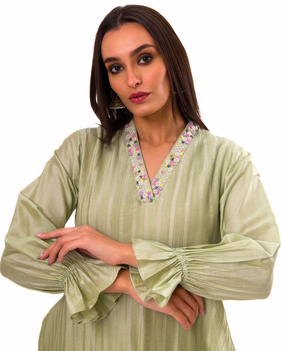 JADE HANDCRAFTED PINTUCKED AND INTRICATE EMBROIDERY KURTA SET