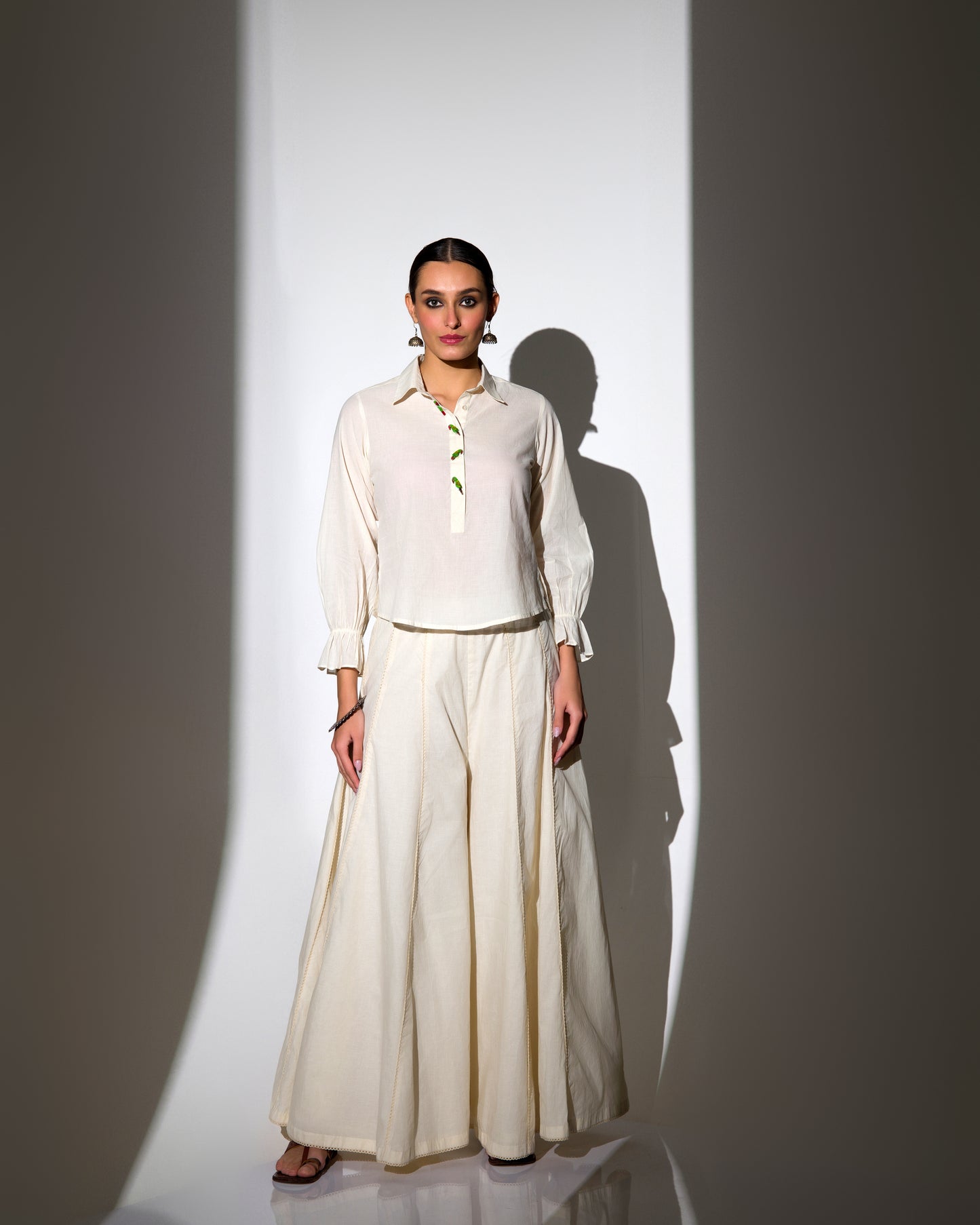 ECRU SHARARA TOP CO-ORD SET