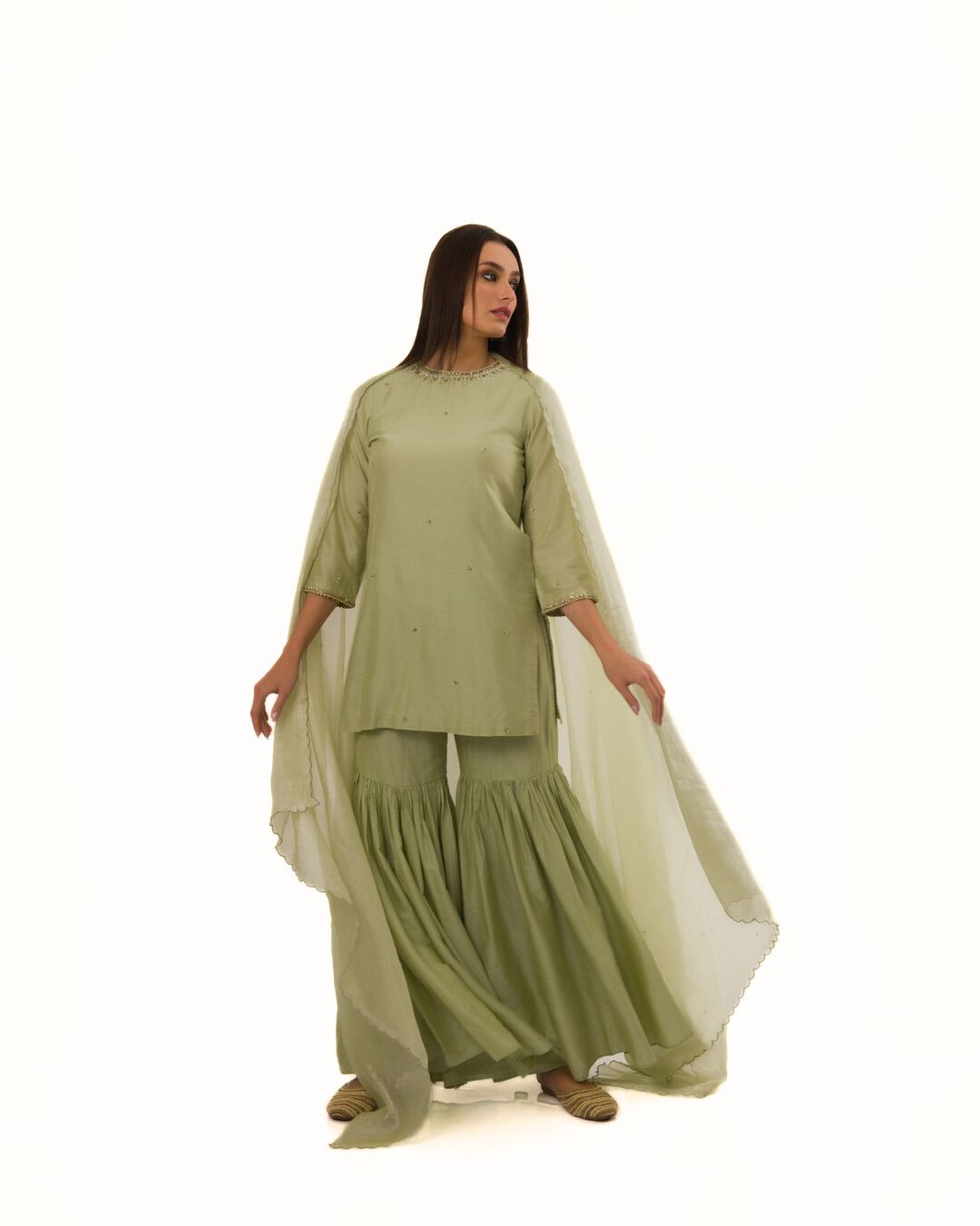 JADEITE HAND EMBELLISHED KURTA SET