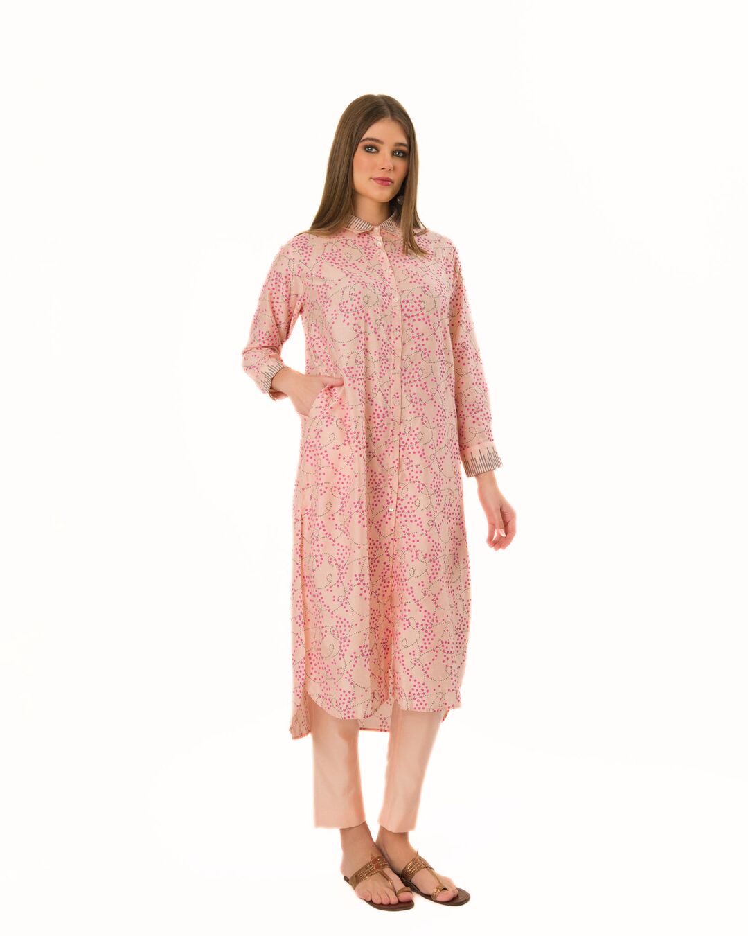 PEACHY- BLUSH PINK HAND-BLOCKED COMFY TUNIC SET
