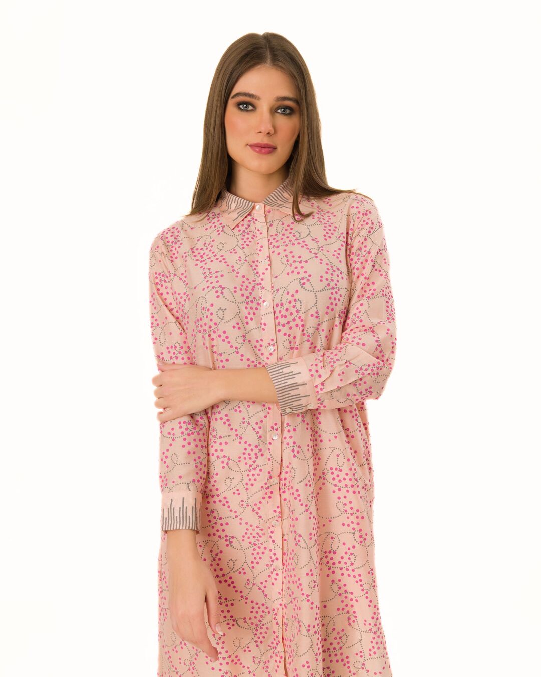 PEACHY- BLUSH PINK HAND-BLOCKED COMFY TUNIC SET