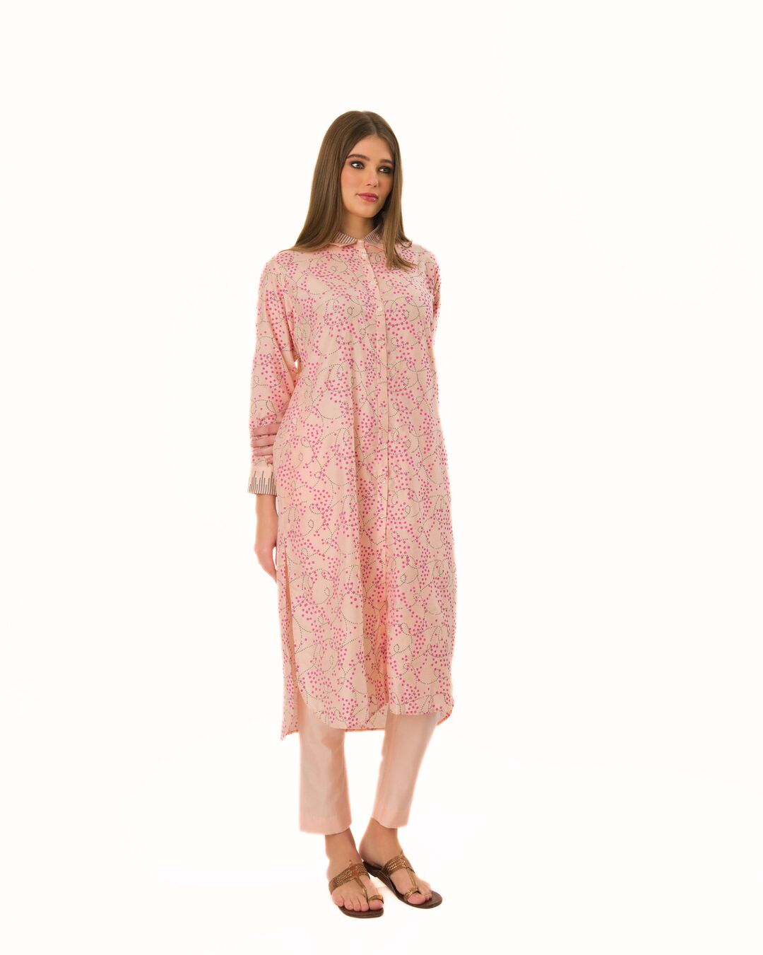 PEACHY- BLUSH PINK HAND-BLOCKED COMFY TUNIC SET