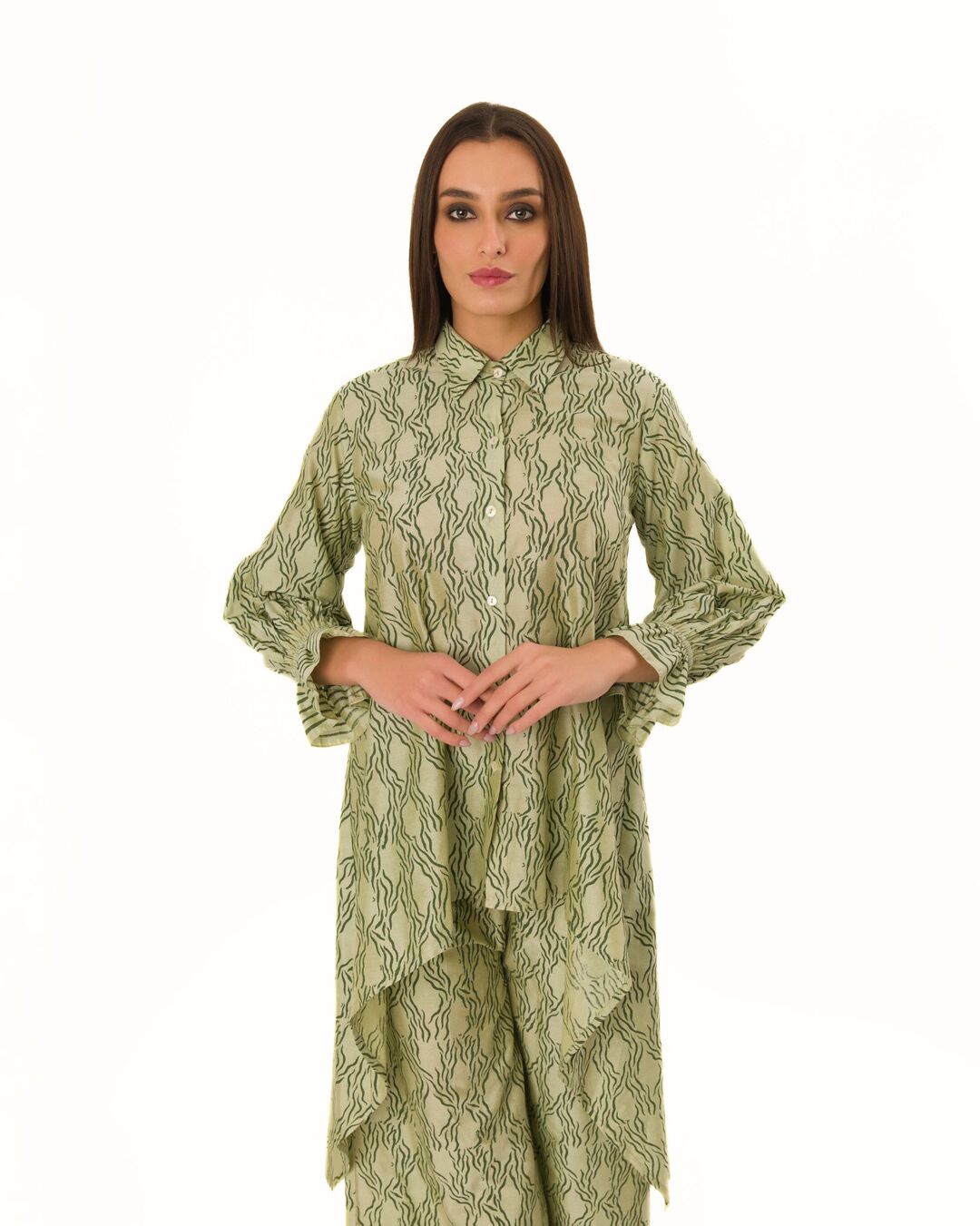 SAGE HAND CARVED LOOSE-FIT TUNIC SET