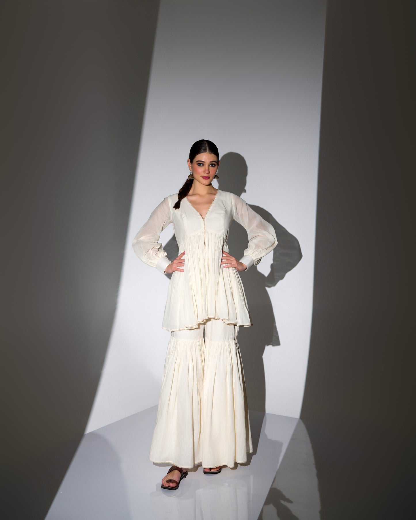 PLAYFUL ORGANIC COTTON FLARED KURTA SHARARA SET
