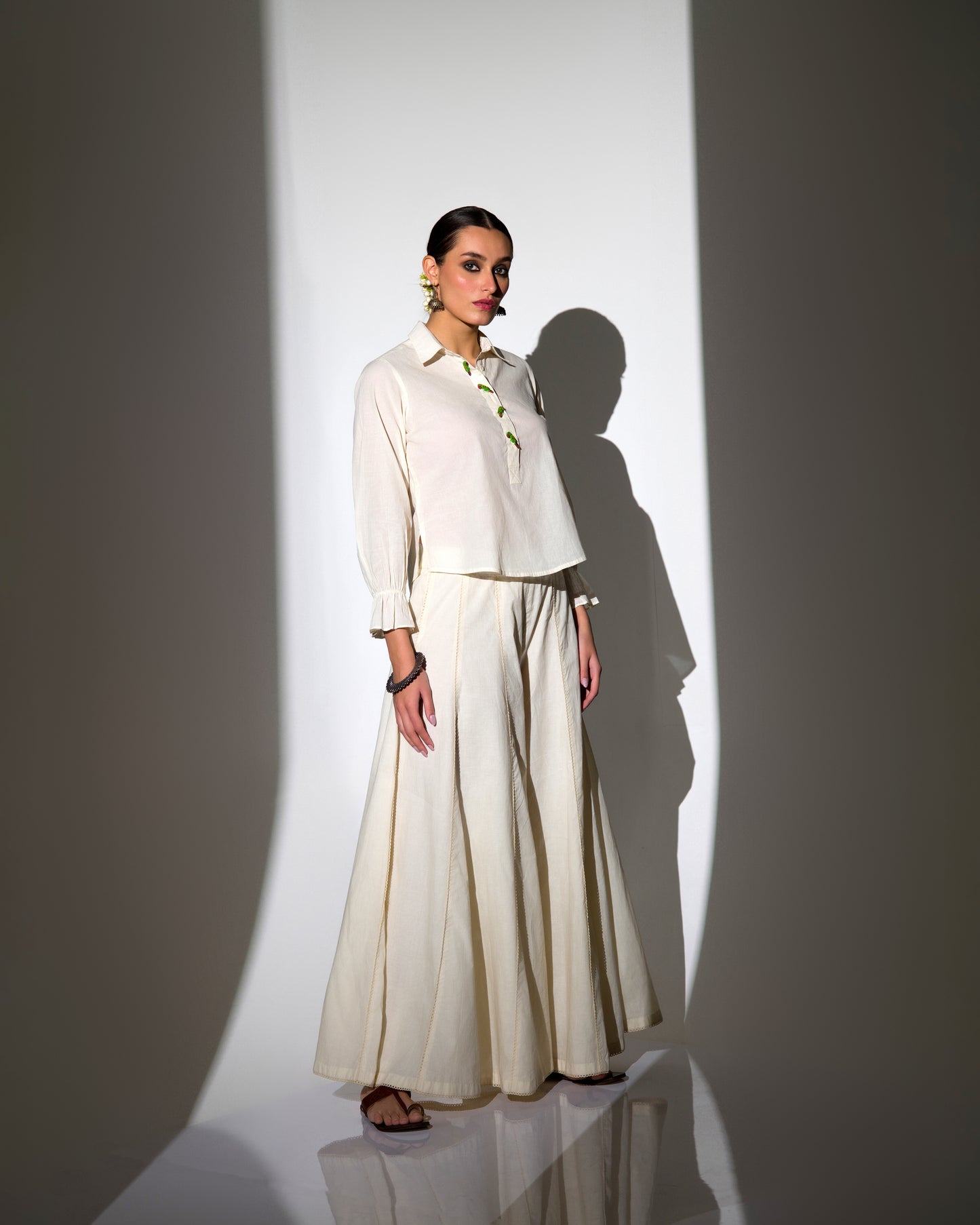 ECRU SHARARA TOP CO-ORD SET