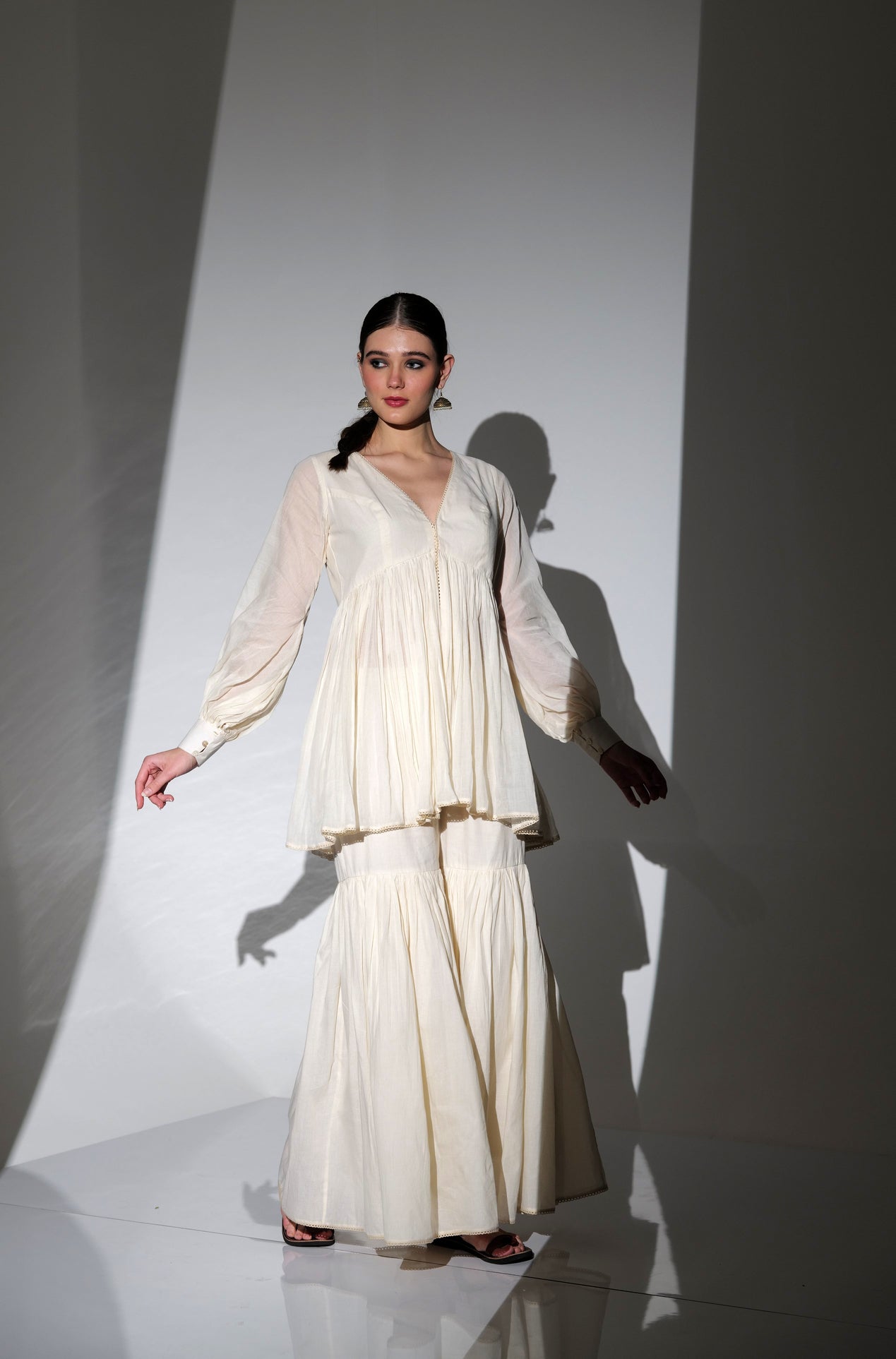 PLAYFUL ORGANIC COTTON FLARED KURTA SHARARA SET