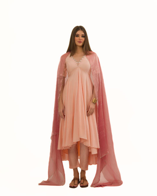 BLOOMING PEARL AND THREAD EMBELLISHED JOYFUL KURTA SET