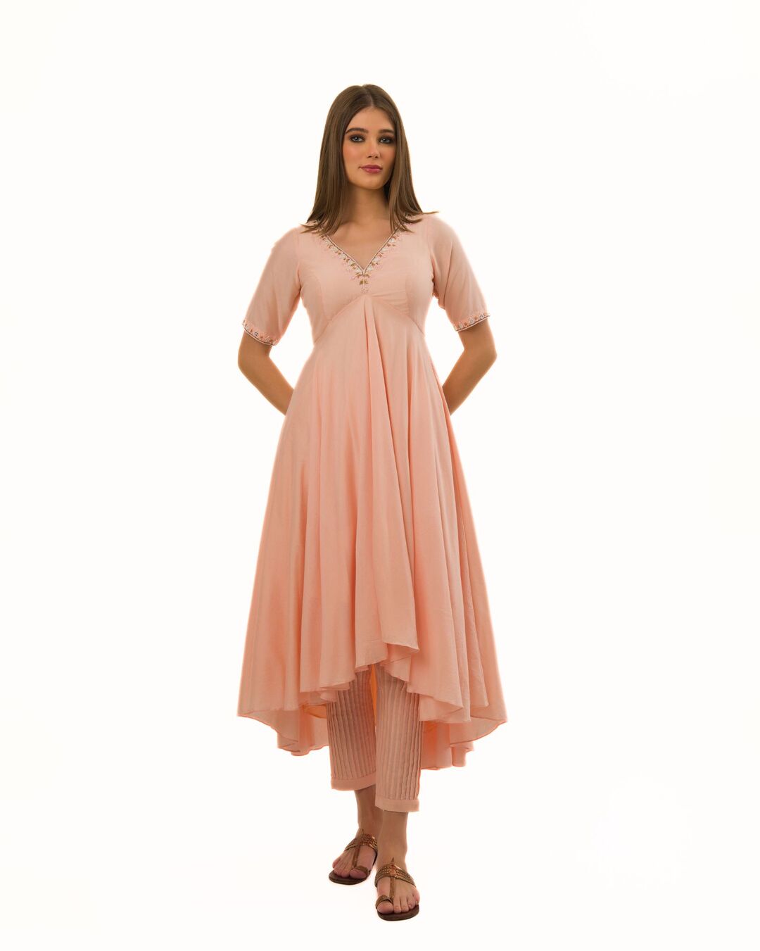 BLOOMING PEARL AND THREAD EMBELLISHED JOYFUL KURTA SET