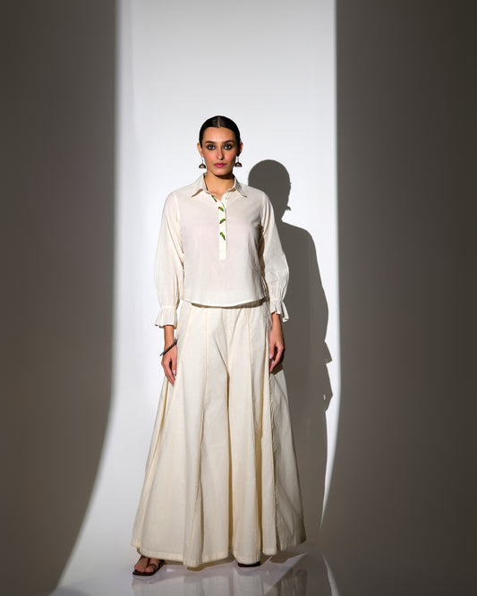 ECRU SHARARA TOP CO-ORD SET