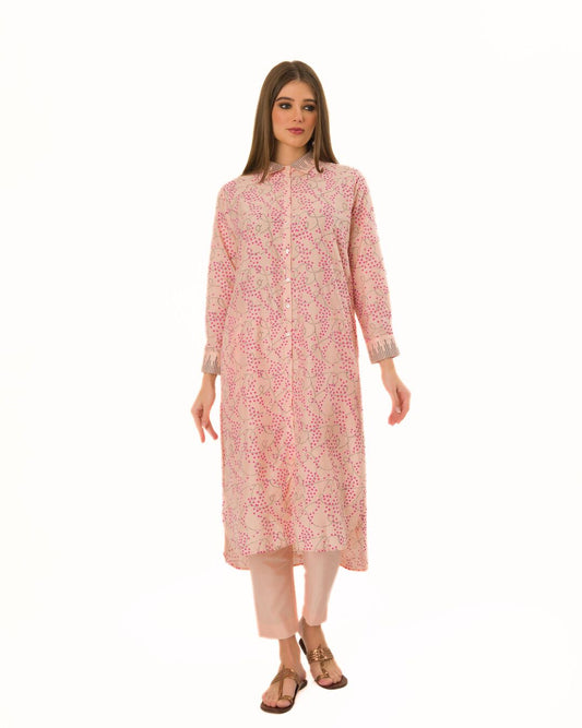 PEACHY- BLUSH PINK HAND-BLOCKED COMFY TUNIC SET
