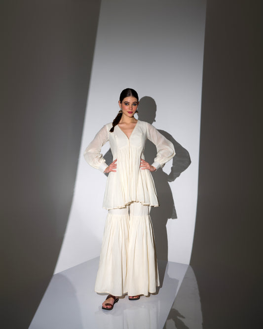 PLAYFUL ORGANIC COTTON FLARED KURTA SHARARA SET