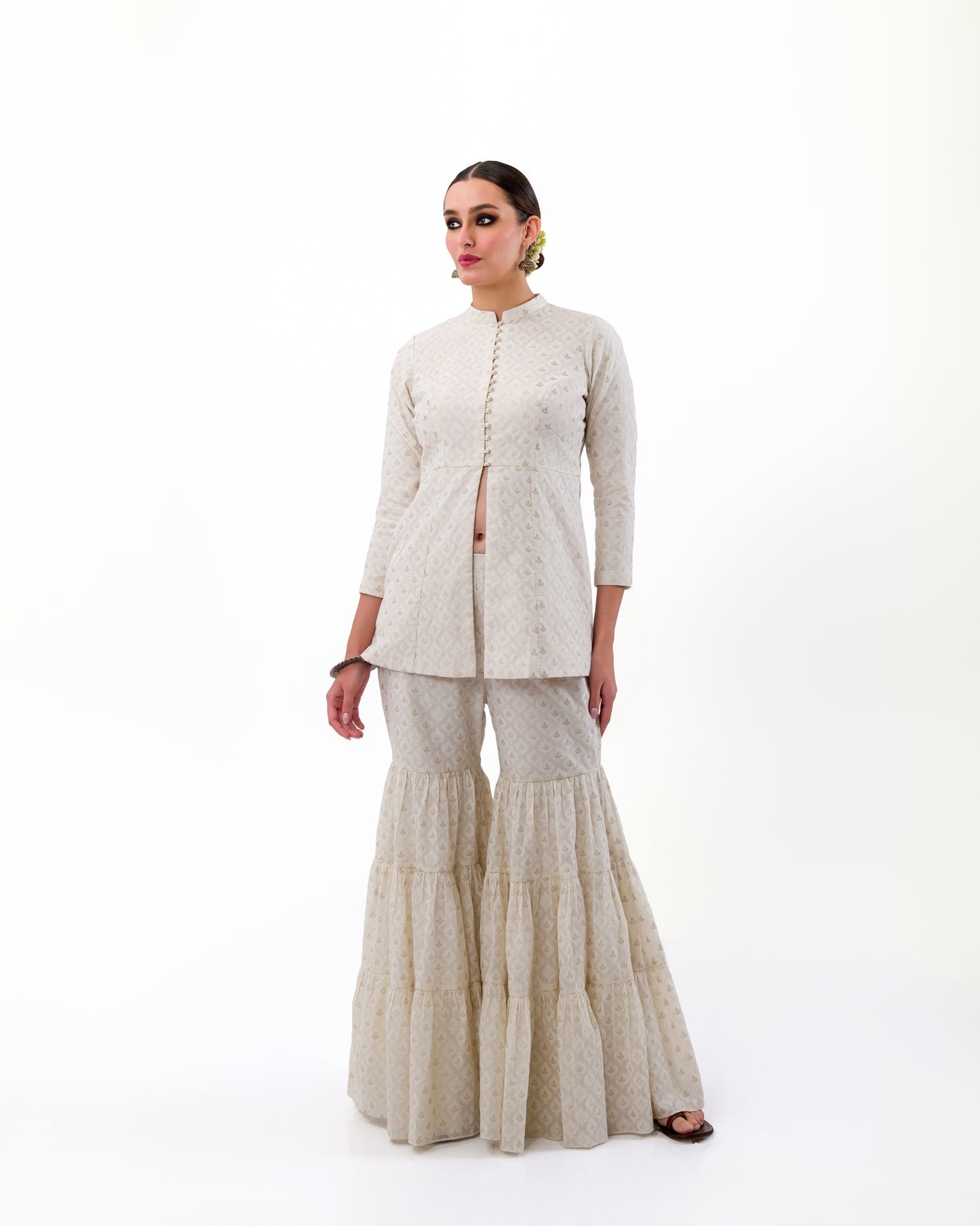CLASSY JACKET KURTA  SHRARA SET