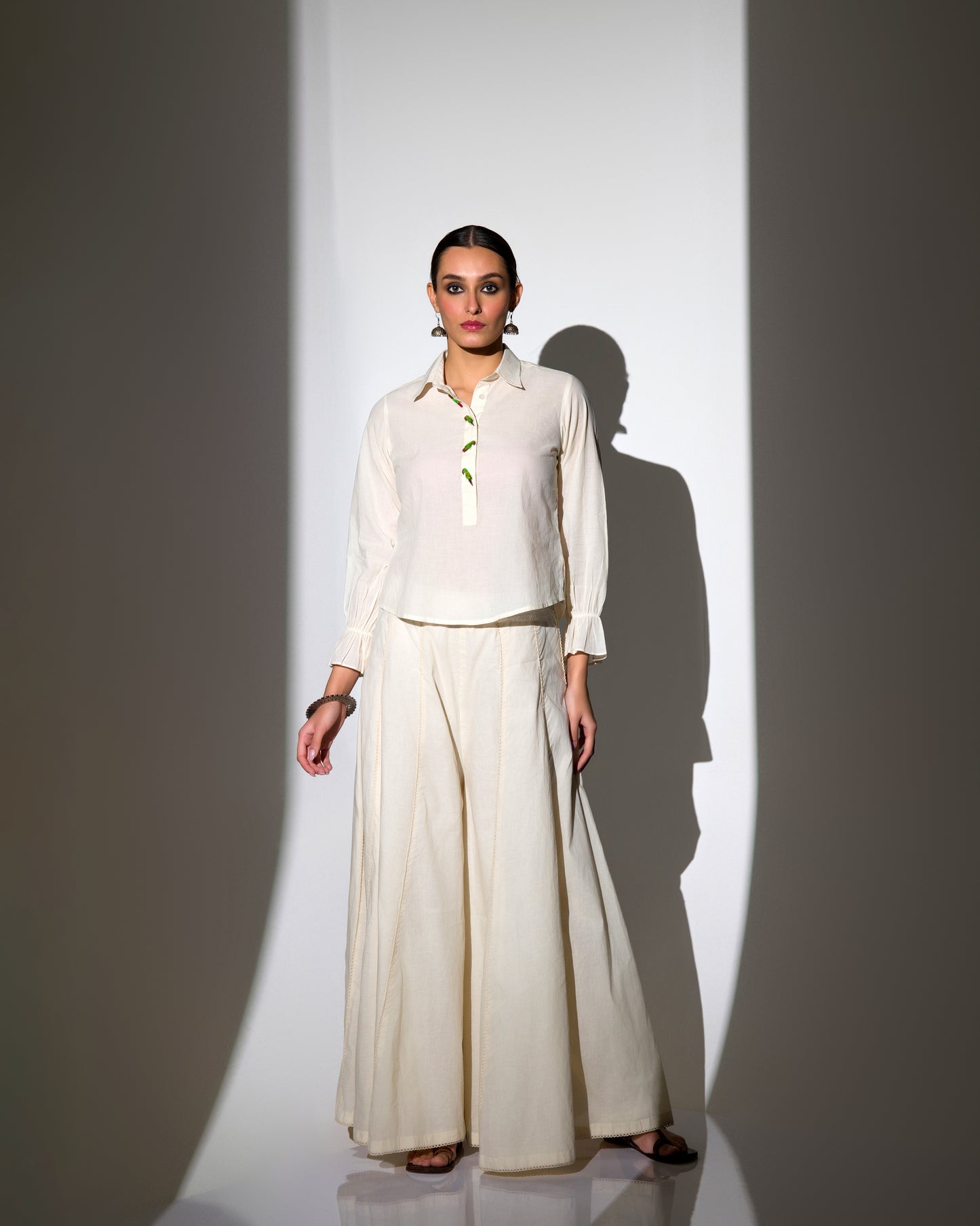 ECRU SHARARA TOP CO-ORD SET