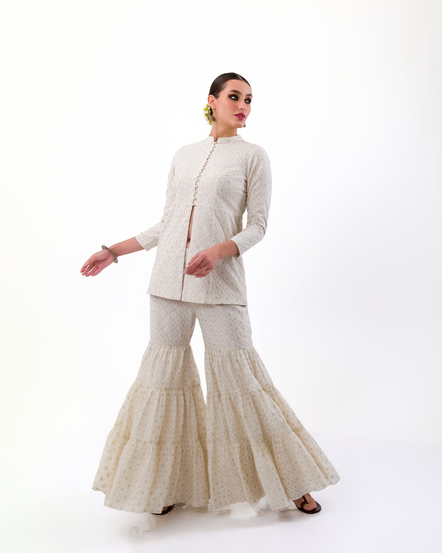 CLASSY JACKET KURTA  SHRARA SET