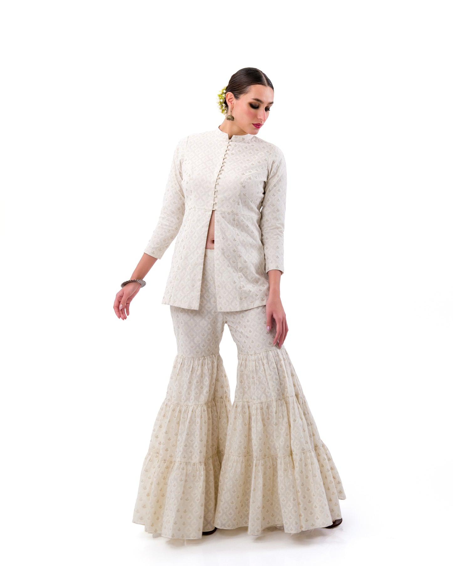 CLASSY JACKET KURTA  SHRARA SET
