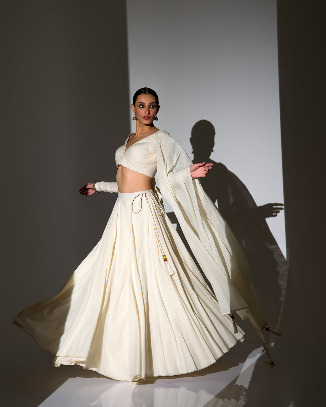 HISTORICAL ECRU ORGANIC COTTON LEHENGA SET