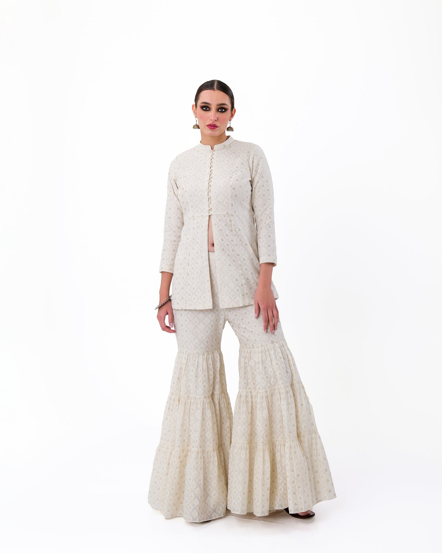 CLASSY JACKET KURTA  SHRARA SET