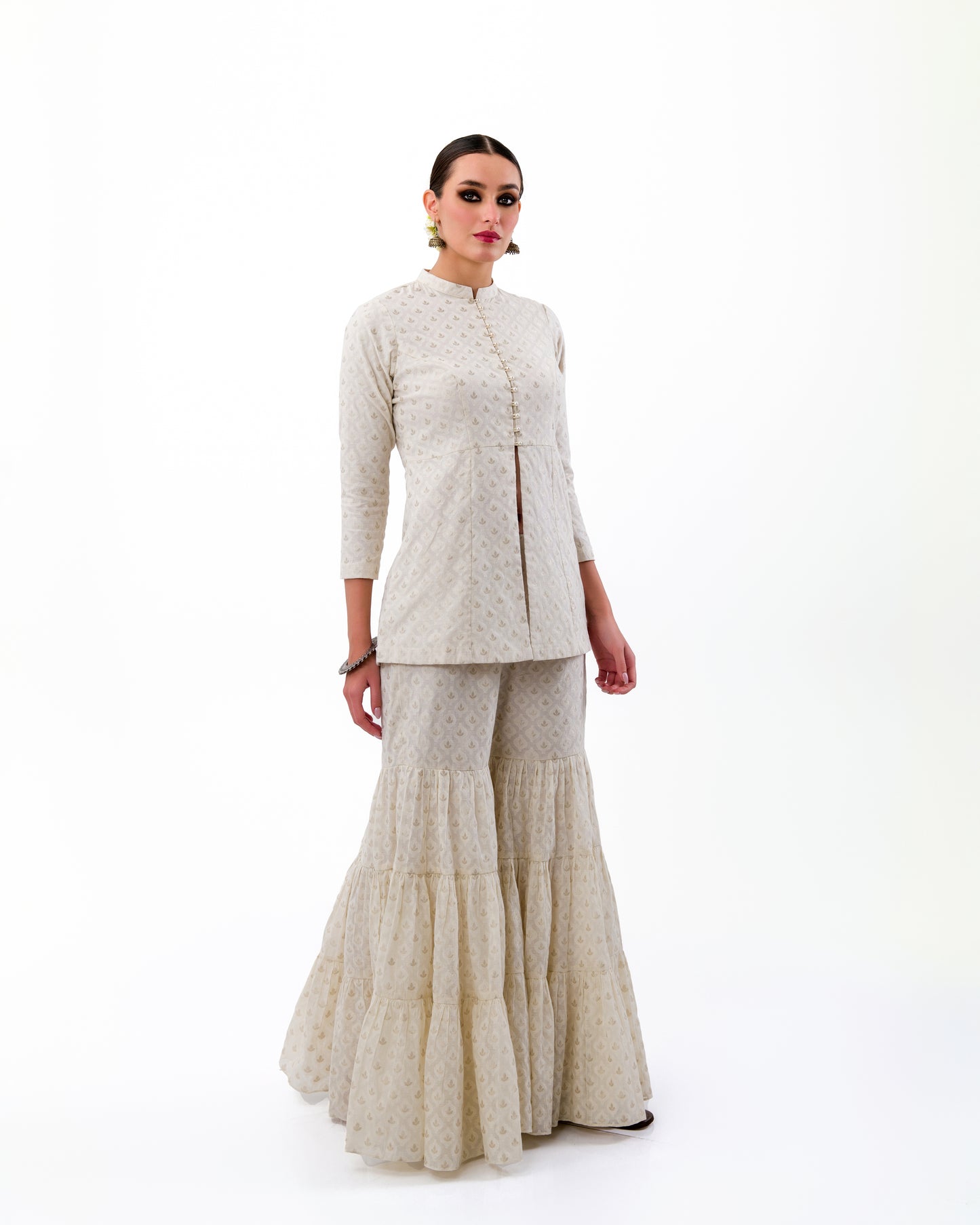 CLASSY JACKET KURTA  SHRARA SET